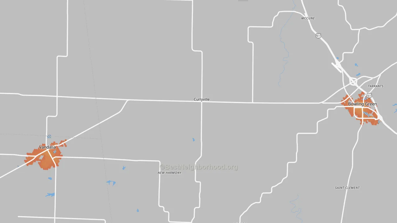 Bike Grade map of Curryville, MO