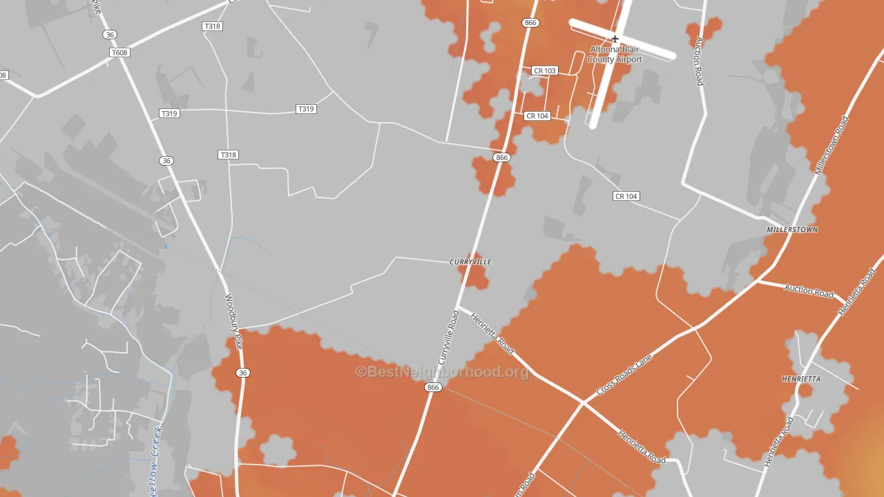 Bike Grade map of Curryville, PA