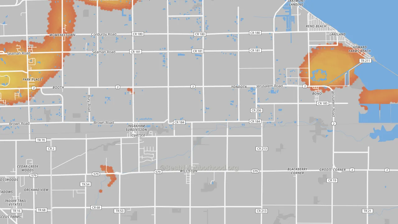 Bike Grade map of Curtice, OH