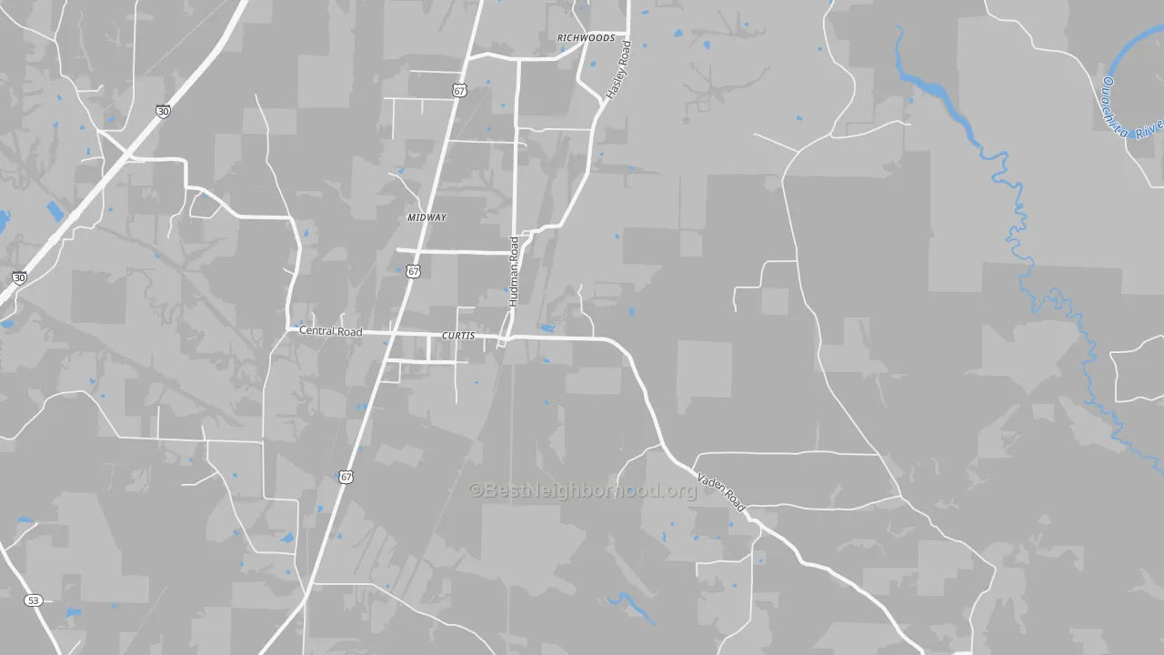 Bike Grade map of Curtis, AR