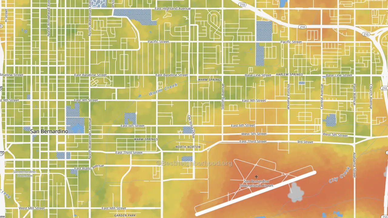 Bike Grade map of Curtis, Highland, CA