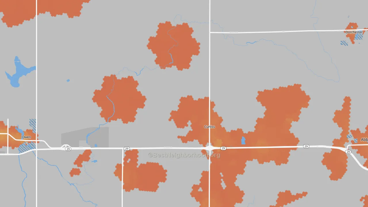 Bike Grade map of Curtiss, WI