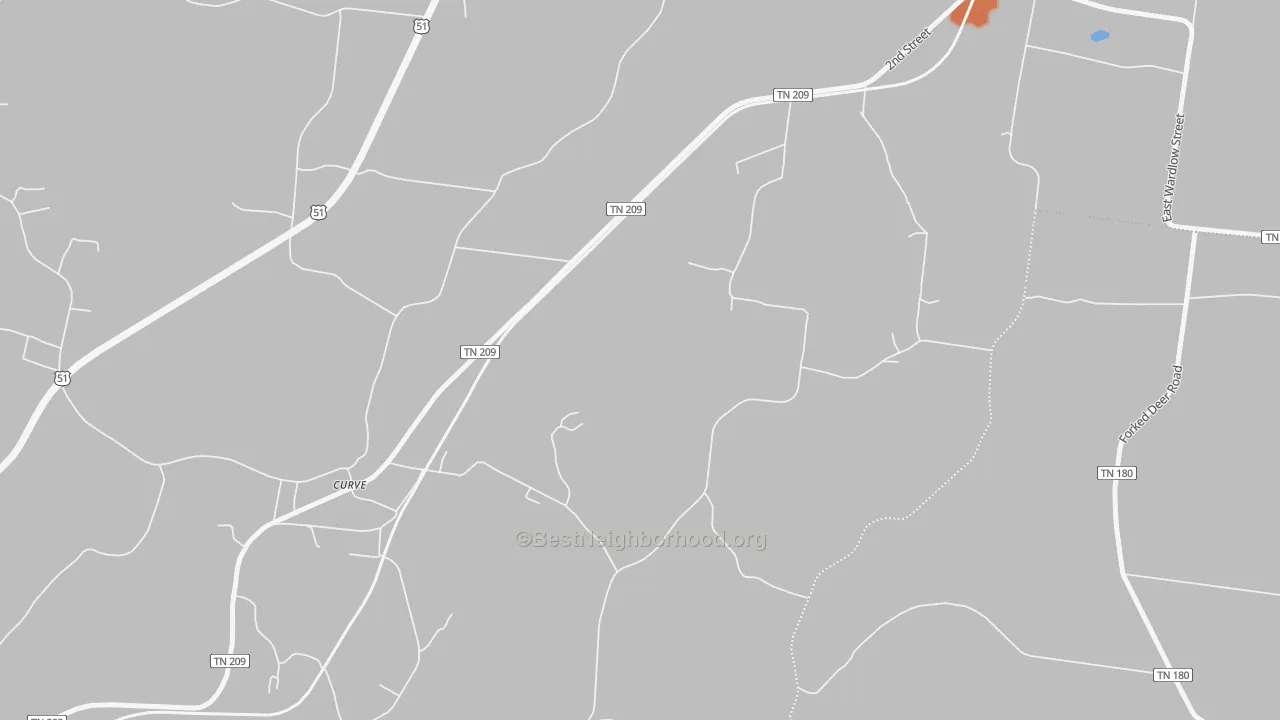 Bike Grade map of Curve, TN