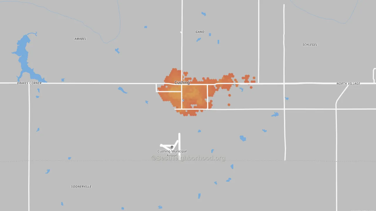 Bike Grade map of Cushing, OK
