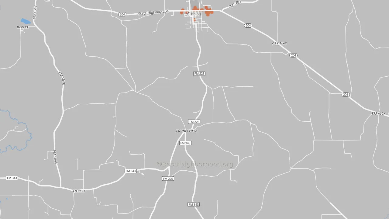 Bike Grade map of Cushing, TX