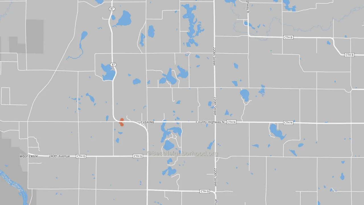 Bike Grade map of Cushing, WI