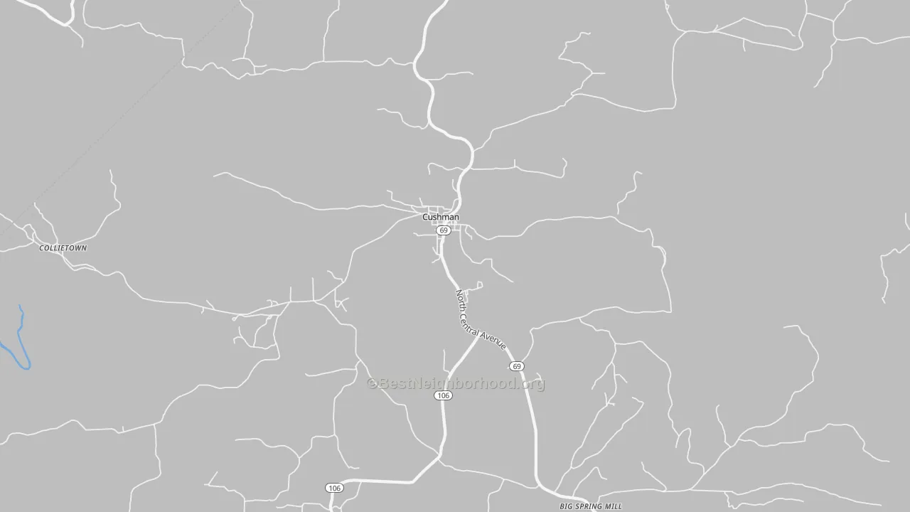 Bike Grade map of Cushman, AR