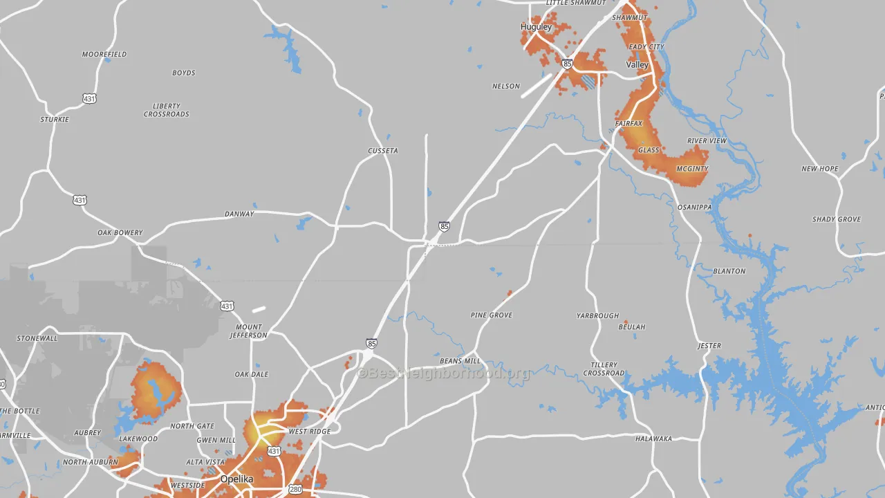 Bike Grade map of Cusseta, AL