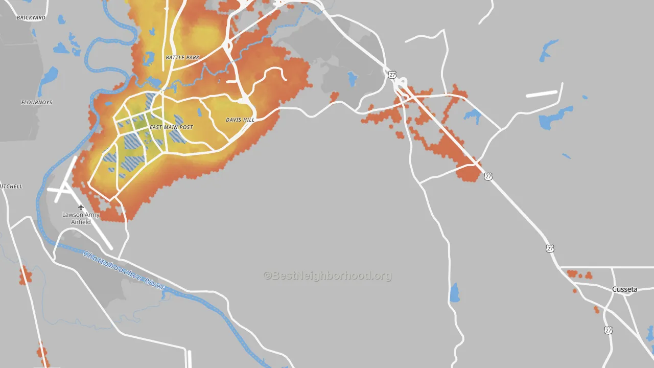 Bike Grade map of Cusseta, GA