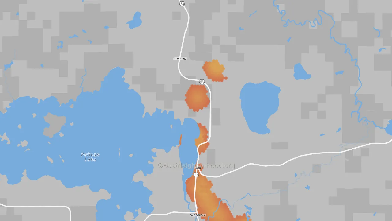 Bike Grade map of Cusson, MN