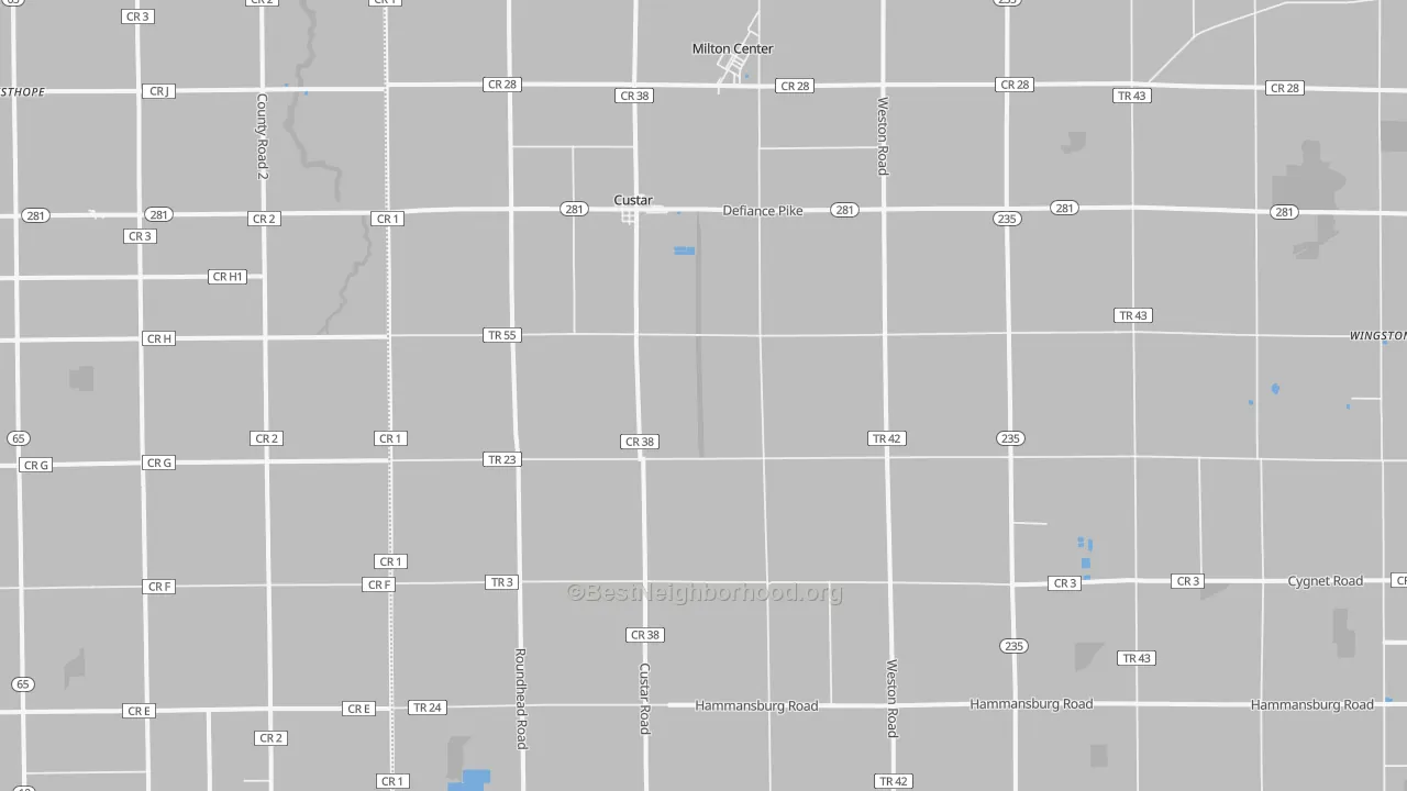 Bike Grade map of Custar, OH