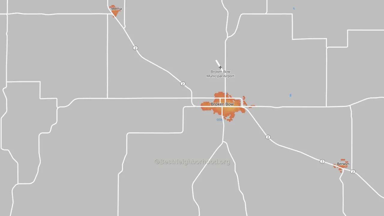 Bike Grade map of Custer County, NE