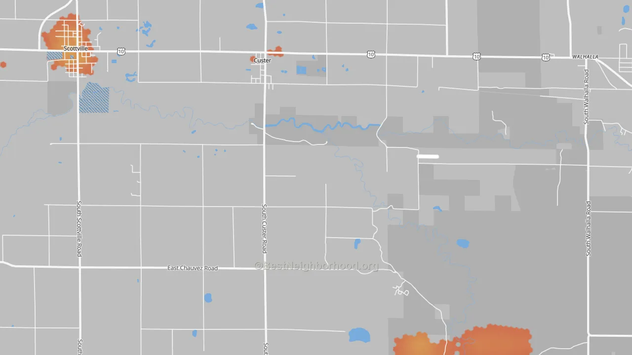 Bike Grade map of Custer, MI