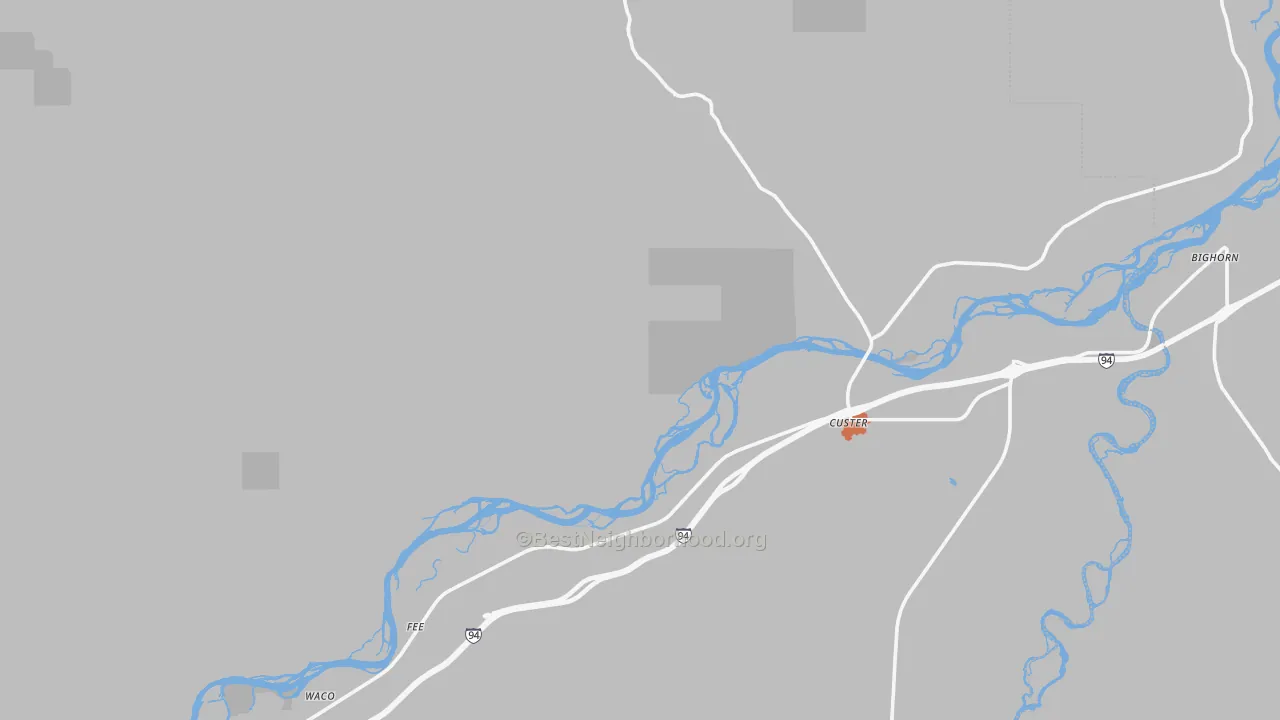 Bike Grade map of Custer, MT