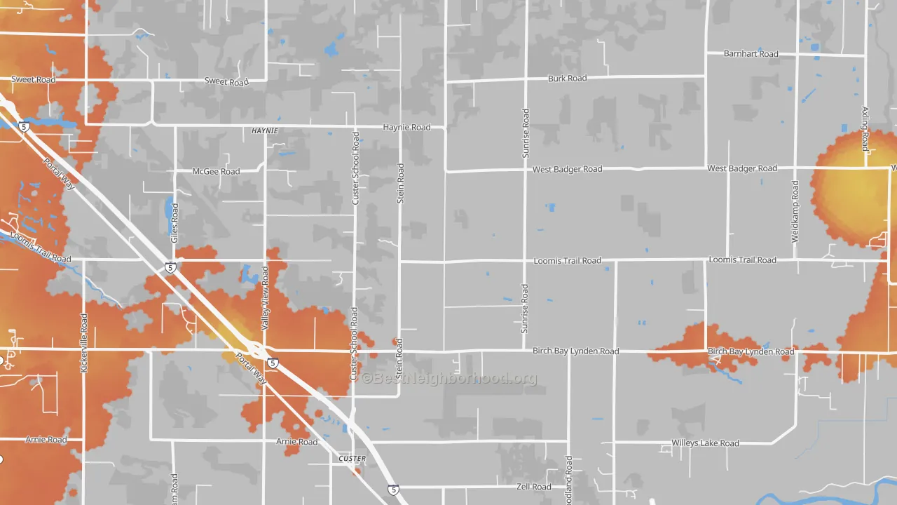 Bike Grade map of Custer, WA