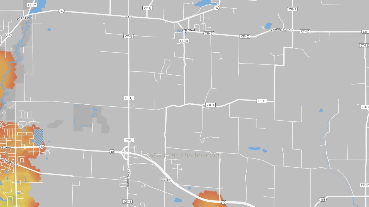 Bike Grade map of Custer, WI