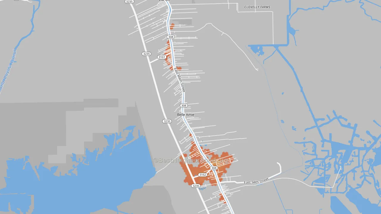 Bike Grade map of Cut Off, LA
