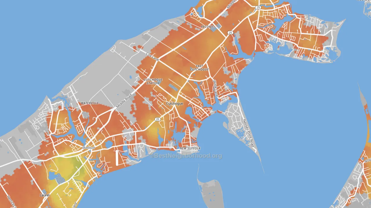 Bike Grade map of Cutchogue, NY