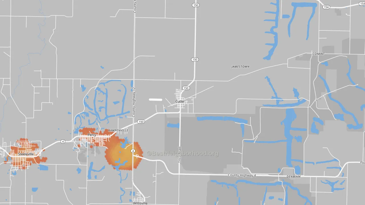 Bike Grade map of Cutler, IL