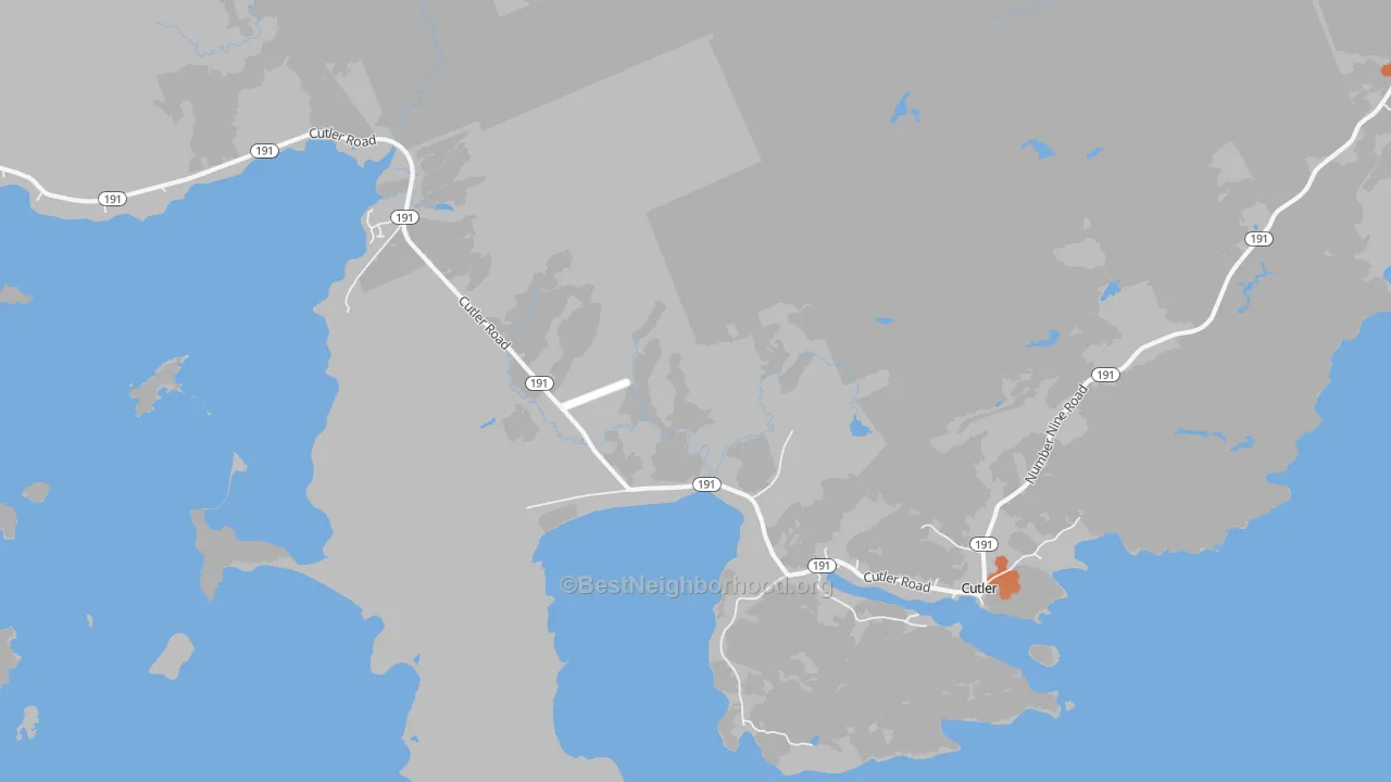 Bike Grade map of Cutler, ME