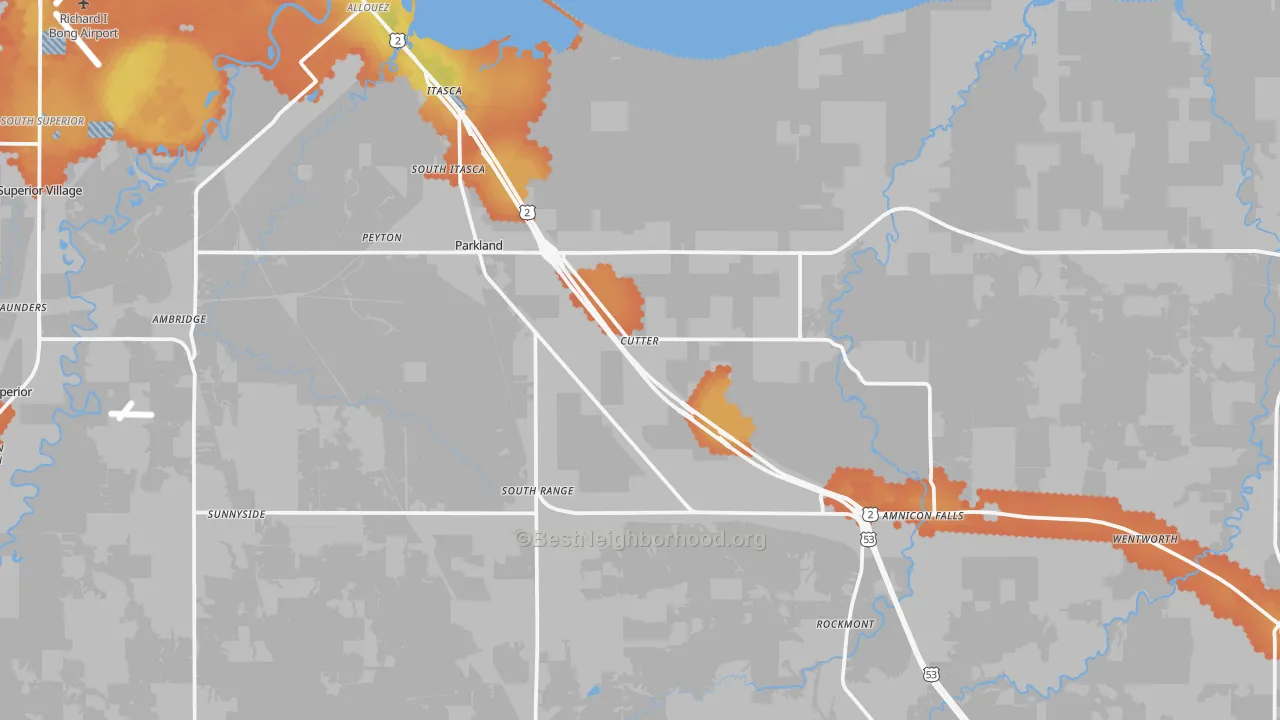 Bike Grade map of Cutter, WI