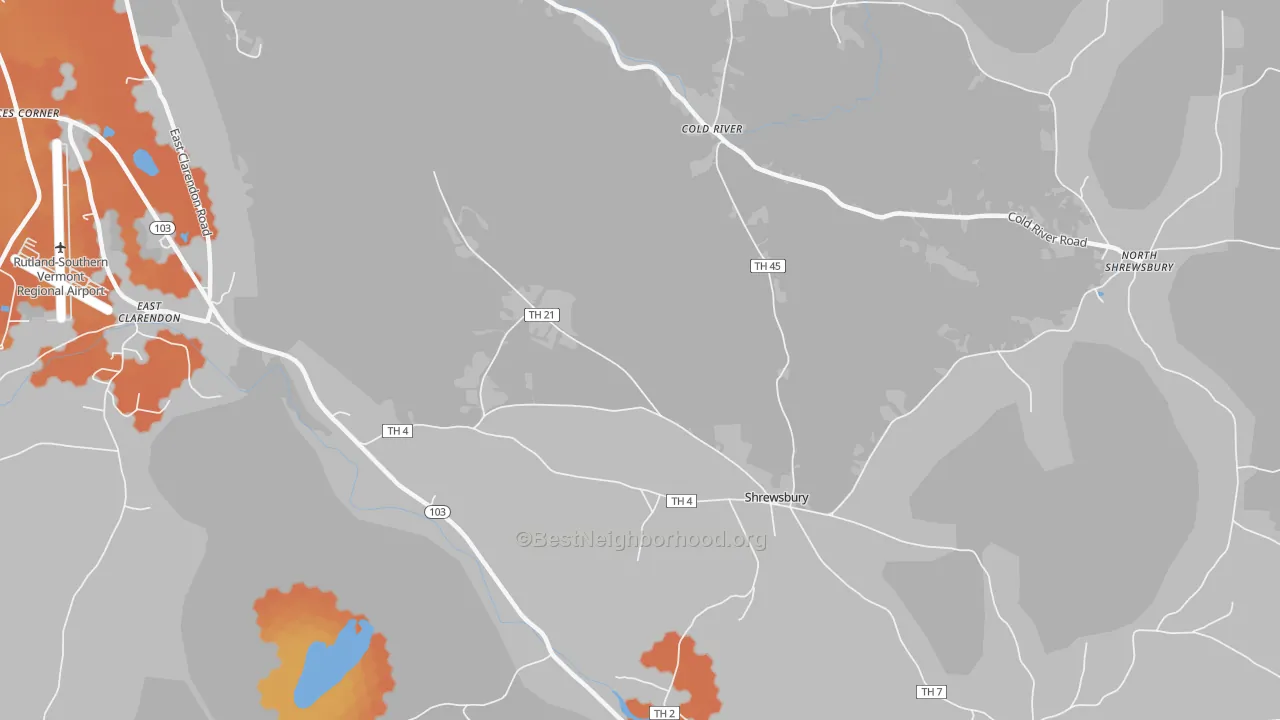 Bike Grade map of Cuttingsville, VT