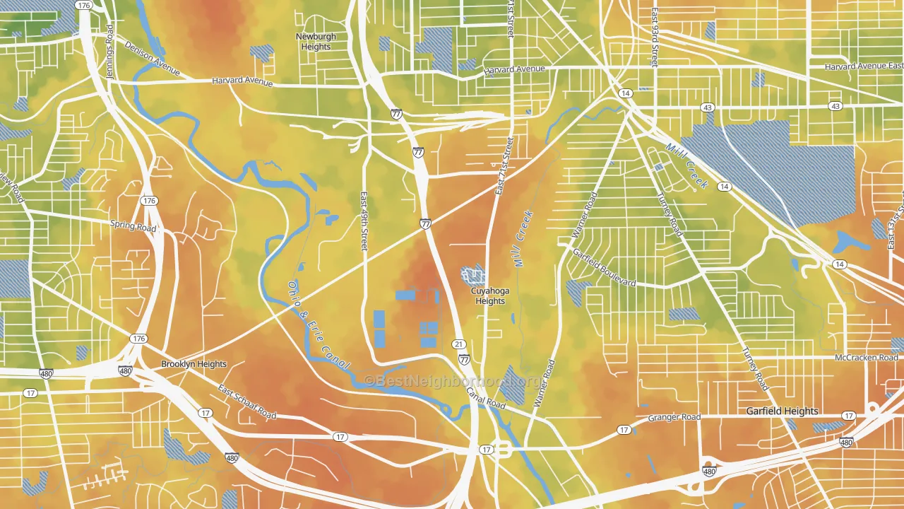 Bike Grade map of Cuyahoga Heights, OH