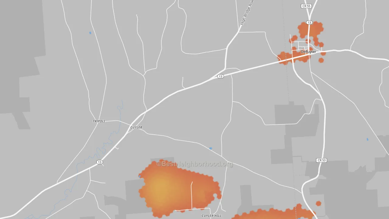 Bike Grade map of Cuyler, NY