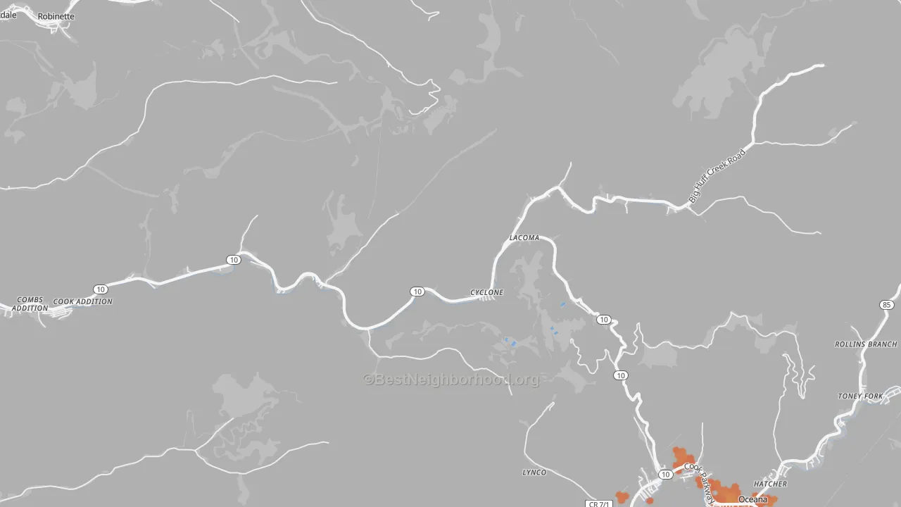 Bike Grade map of Cyclone, WV