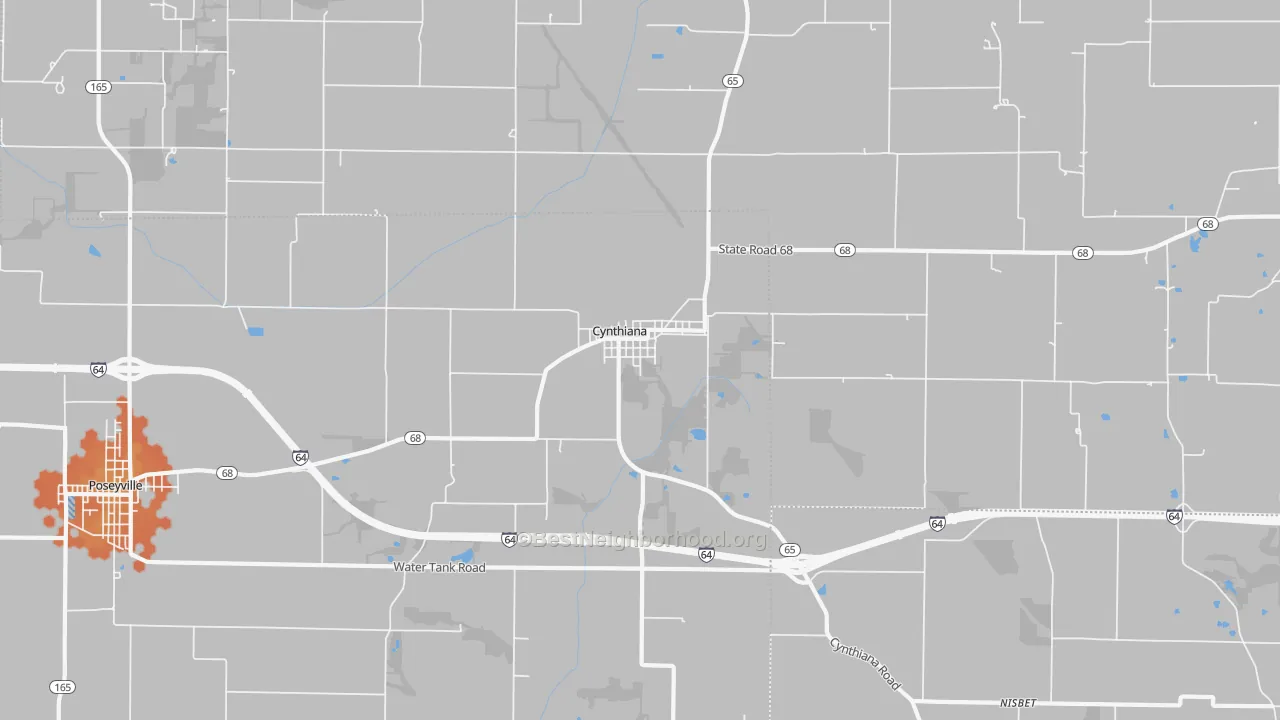 Bike Grade map of Cynthiana, IN