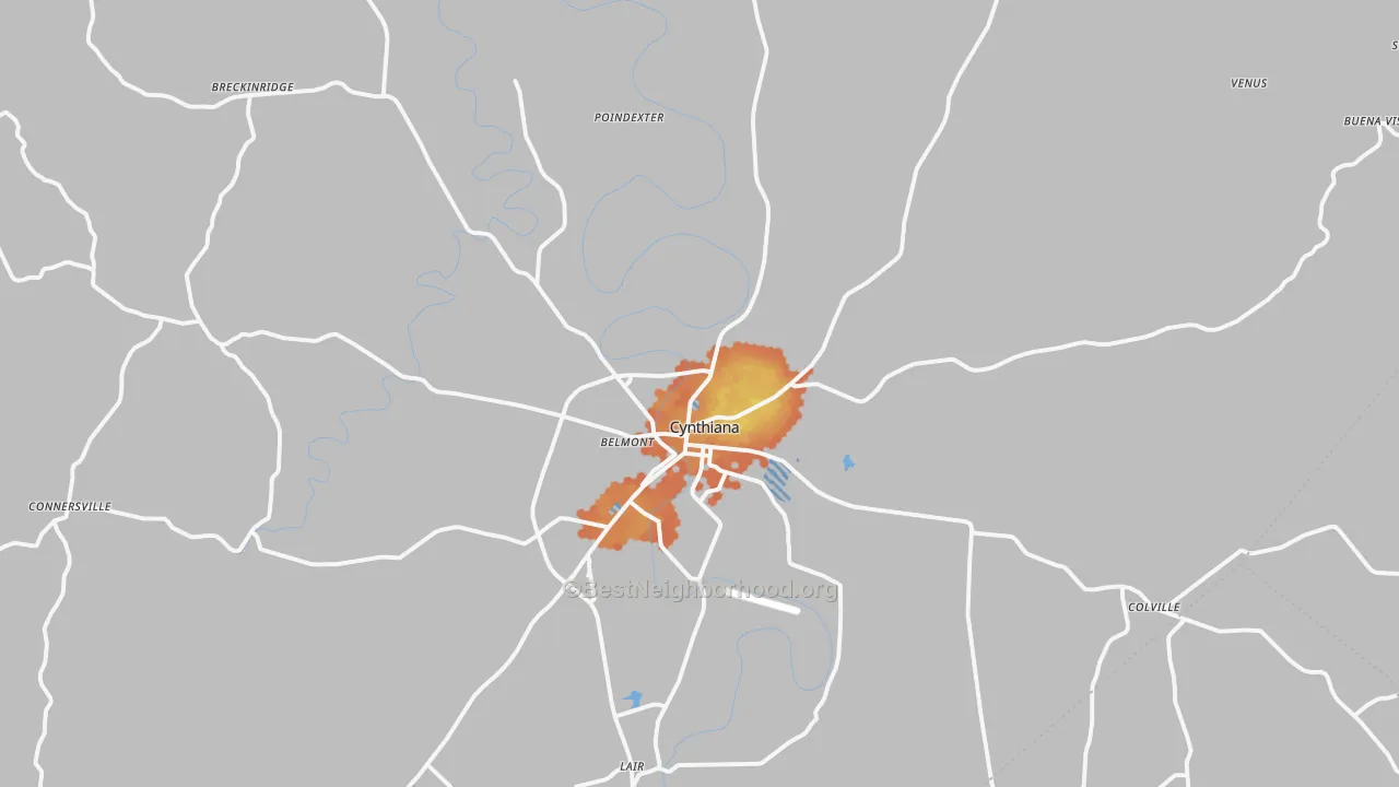 Bike Grade map of Cynthiana, KY