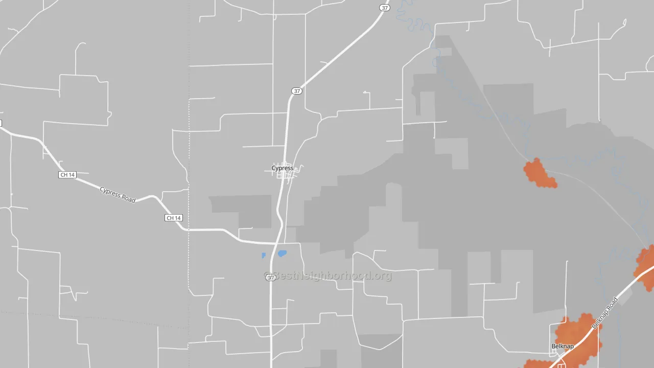 Bike Grade map of Cypress, IL