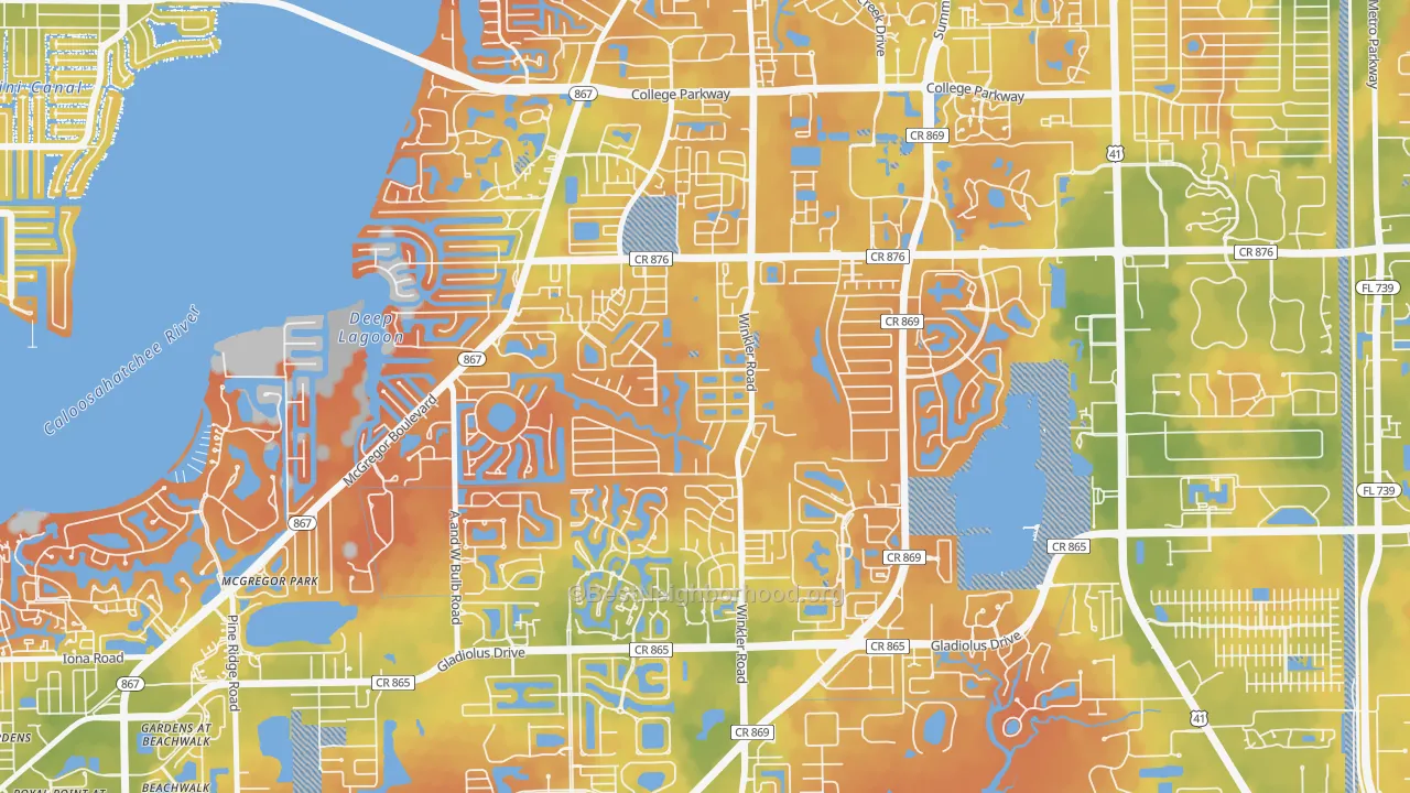 Bike Grade map of Cypress Lake, FL