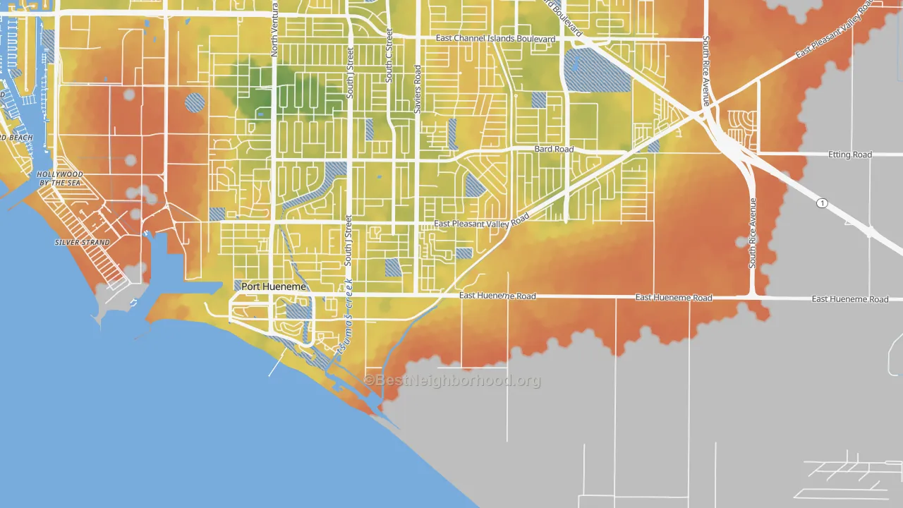 Bike Grade map of Cypress, Oxnard, CA