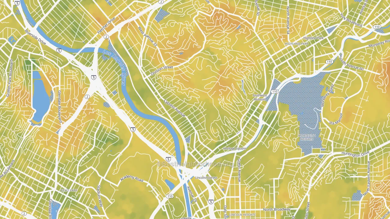 Bike Grade map of Cypress Park, Los Angeles, CA