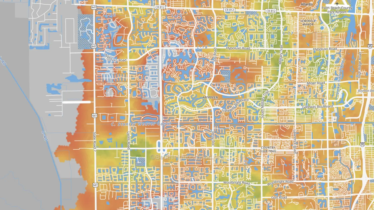 Bike Grade map of Cypress Quarters, FL