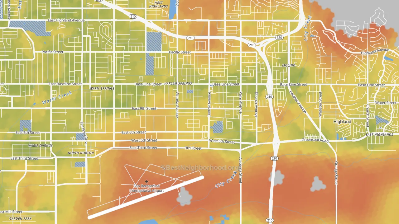 Bike Grade map of Cypress-Riverside, Highland, CA