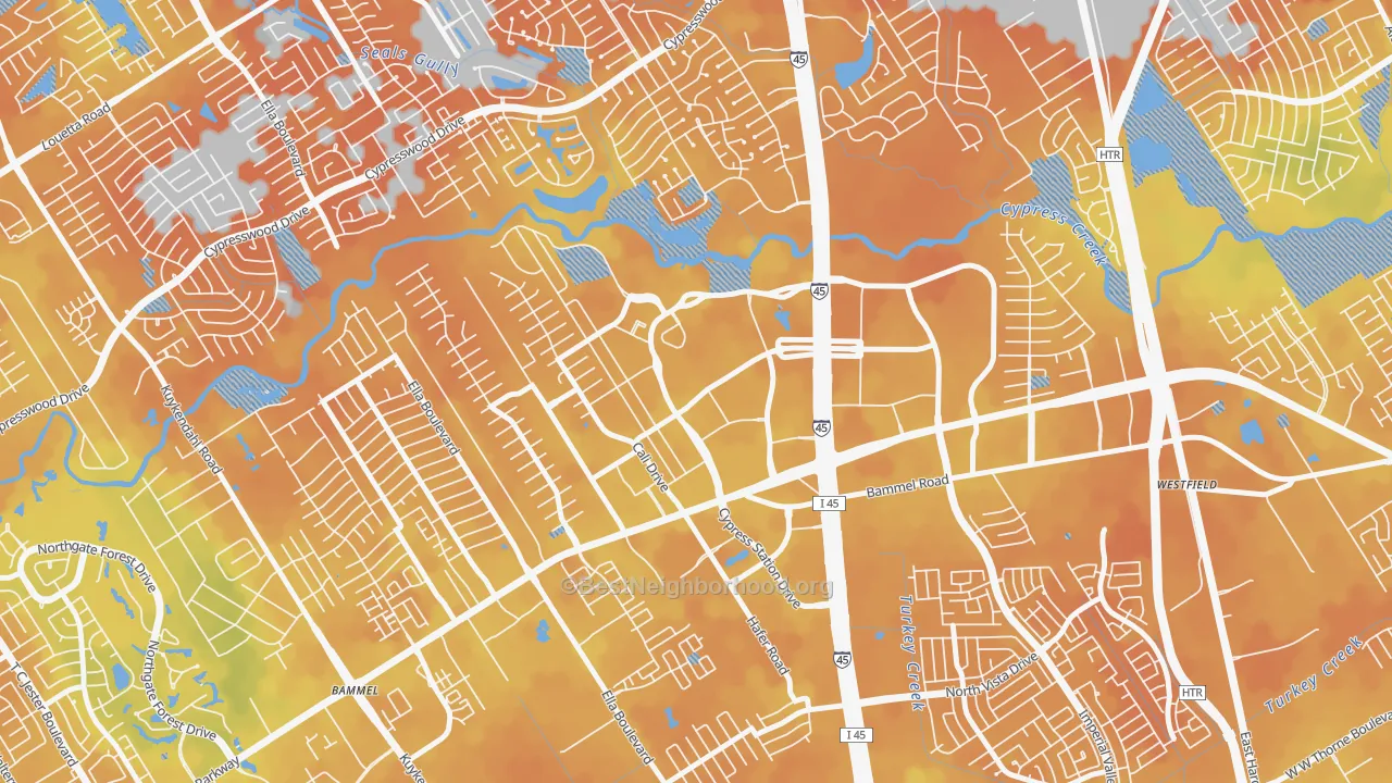 Bike Grade map of Cypress Station, Houston, TX