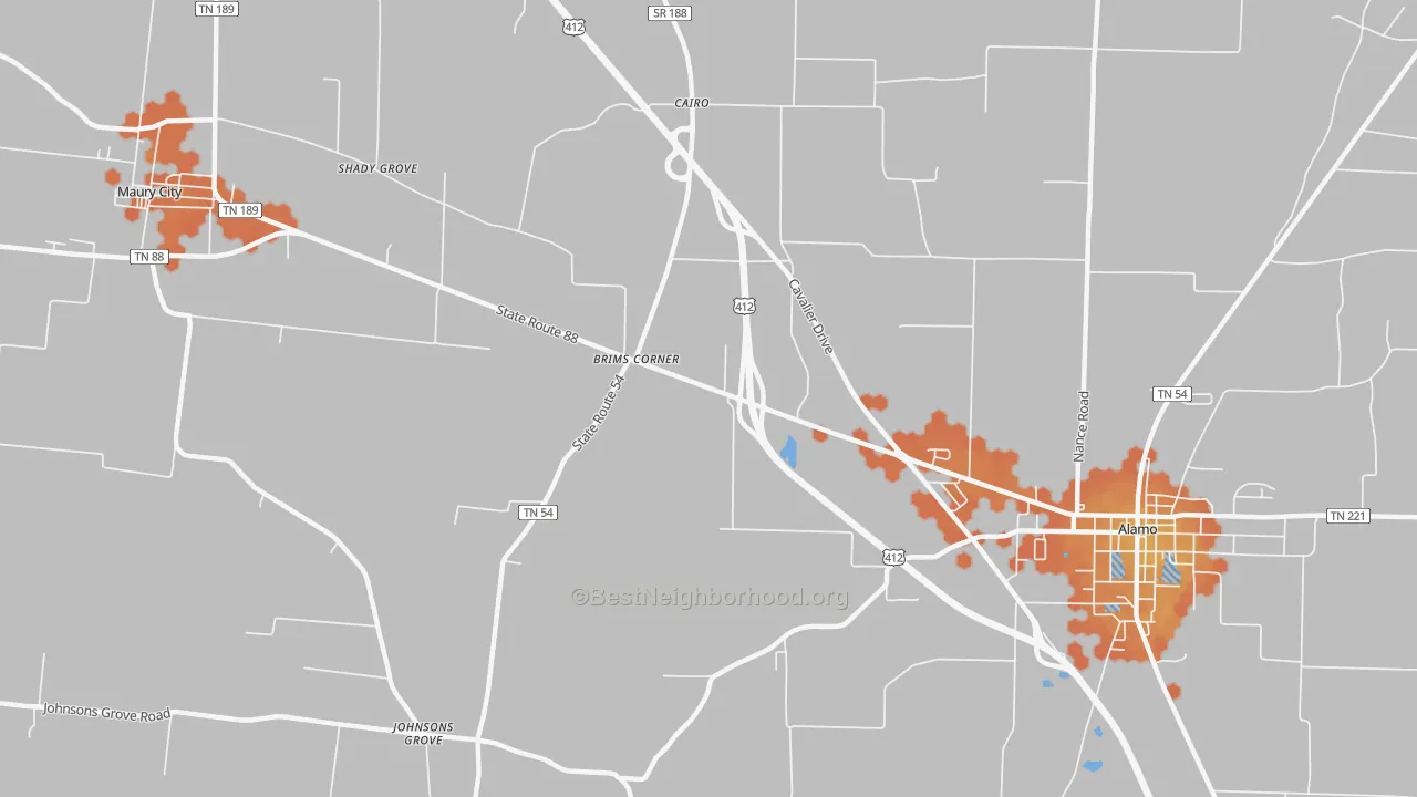 Bike Grade map of Cypress, TN
