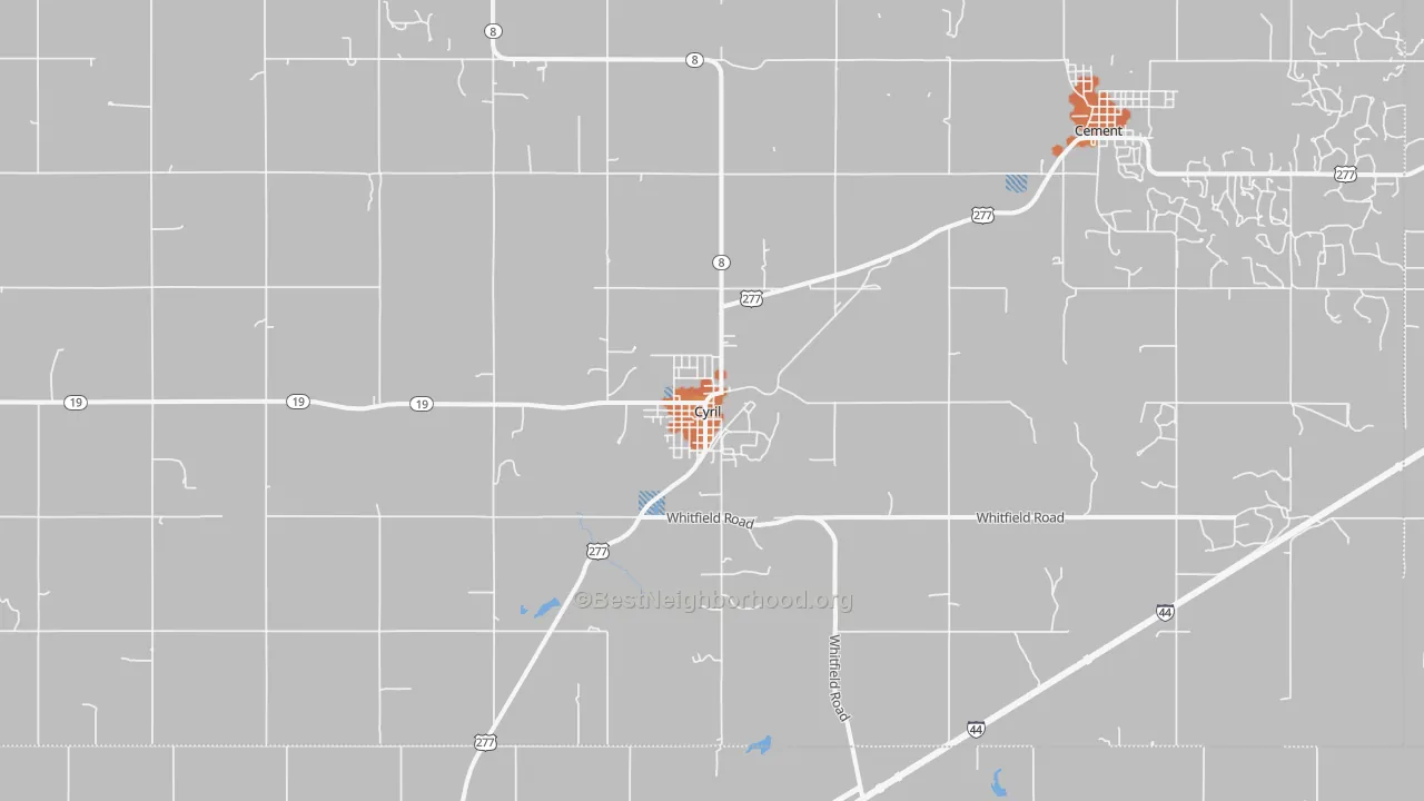 Bike Grade map of Cyril, OK