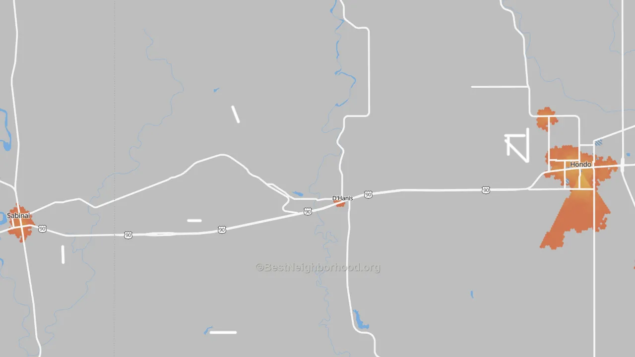 Bike Grade map of D'Hanis, TX