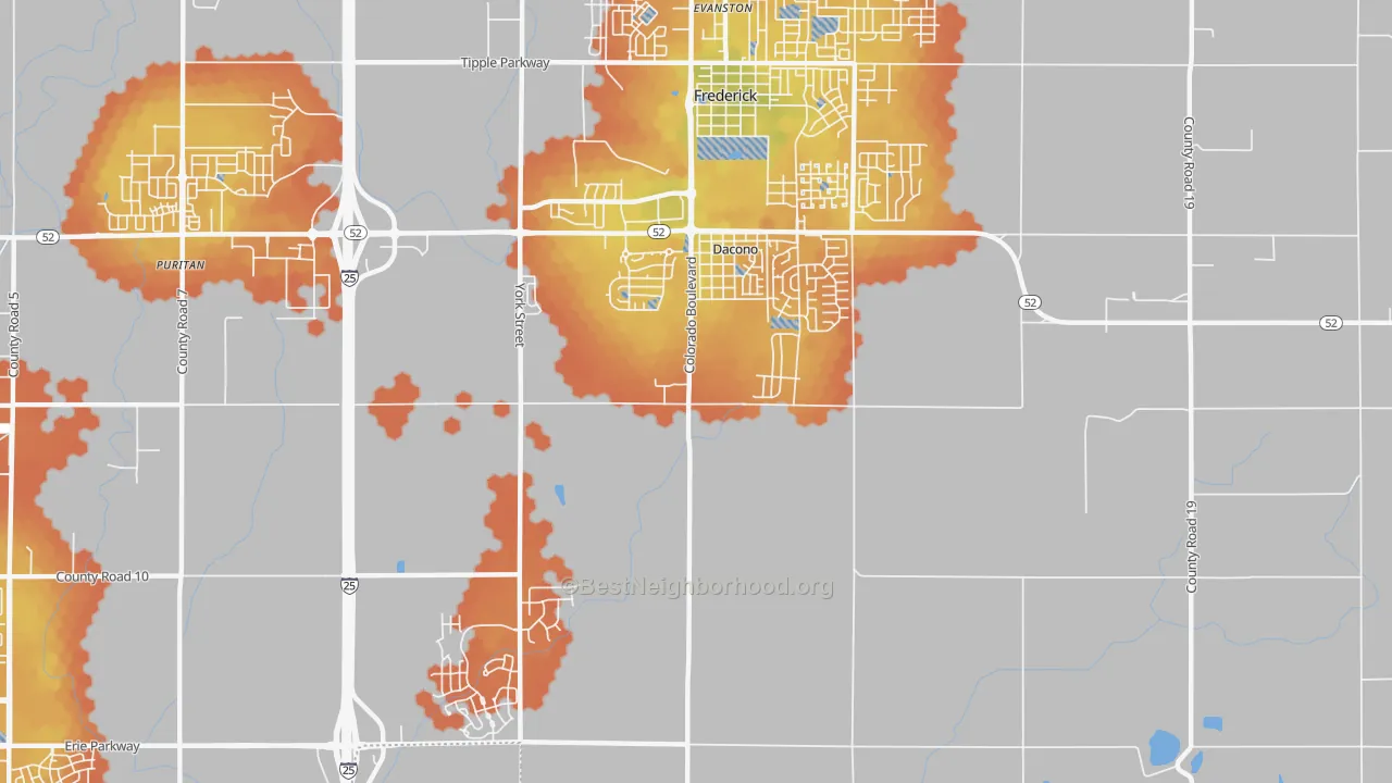 Bike Grade map of Dacono, CO