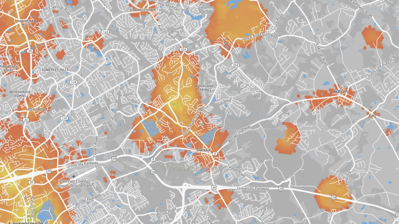 Bike Grade map of Dacula, GA