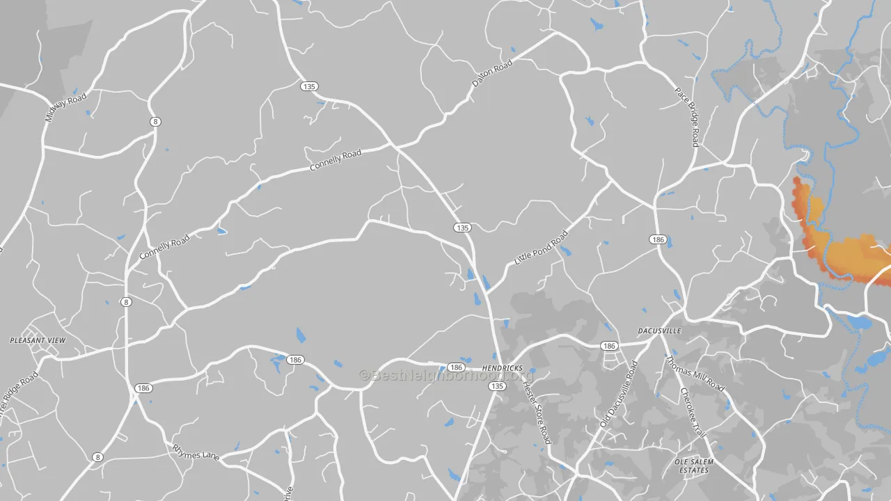 Bike Grade map of Dacusville, SC