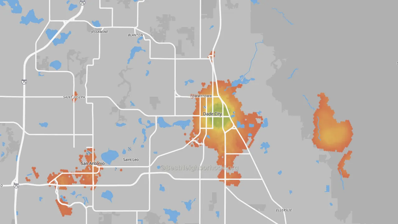 Bike Grade map of Dade City, FL