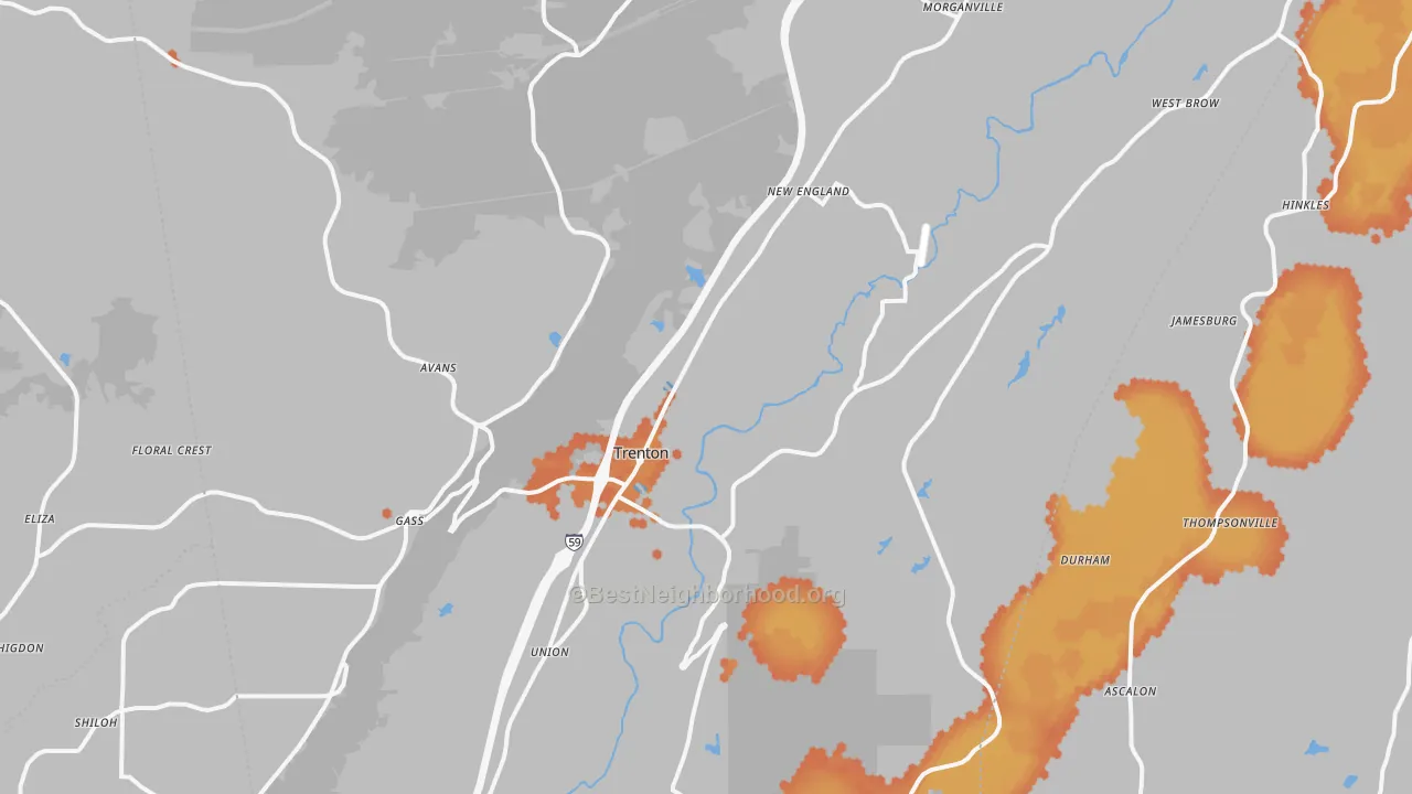 Bike Grade map of Dade County, GA