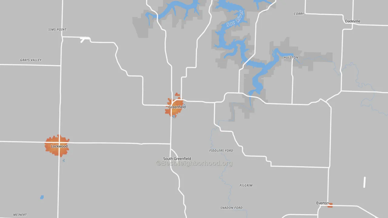 Bike Grade map of Dade County, MO