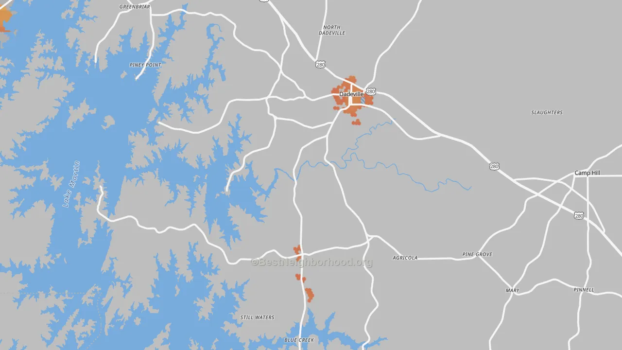 Bike Grade map of Dadeville, AL