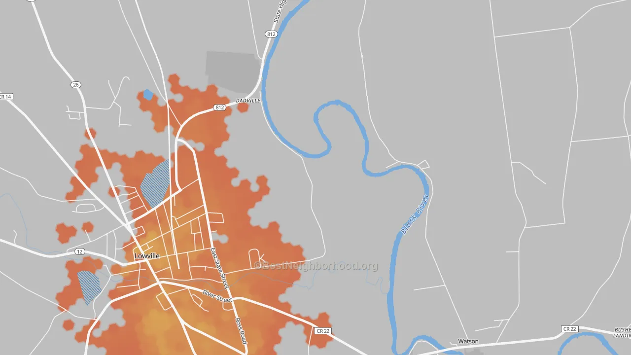 Bike Grade map of Dadville, NY