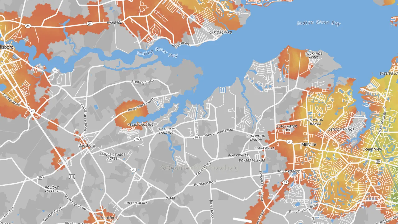Bike Grade map of Dagsboro, DE